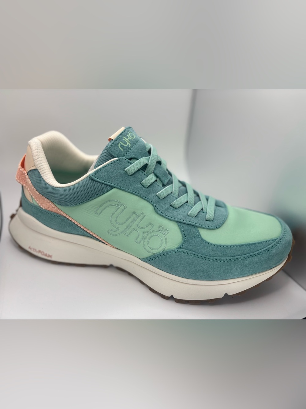 Ryka Womens Jog on Slip on Faux Leather Athletic Walking Shoes 12M Nile Blue New